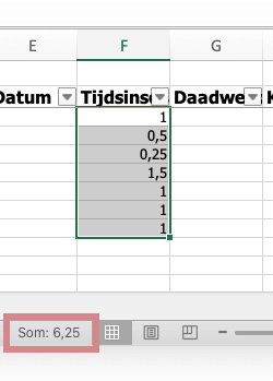 Planning maken in Excel stap 3